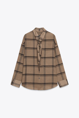 CHECK SHIRT WITH SCARF COLLAR ZW COLLECTION - Zara фото 4