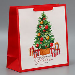 Цена за 2 шт. Пакет подарочный новогодний ламинированный квадратный Happiness, 30?30?12 см