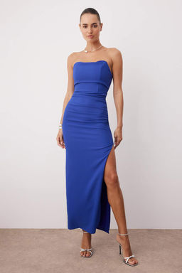 TRENDYOLMILLA Siyah Vucuda Oturan Korse Detayl? Dokuma Dugun/Nikah Uzun S?k Abiye Elbise TPRSS24AE00069  фото 9