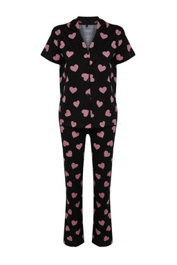 Trendyolmilla Beyaz %100 Pamuklu Kalpli Orme Pijama Tak?m? THMSS24PT00337 фото 7