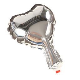 Цена за 5 шт. Воздушный шар фольгированный 5" «Сердце», для палочки, серебряный