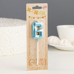 Цена за 3 шт. Свеча в торт на шпажке «Алмаз», цифра 6, голубая, 5 см