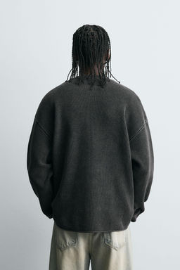 WAFFLE-KNIT TEXTURED SWEATER
