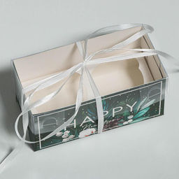 Цена за 5 шт. Коробка для капкейка Happy New year, Новый год, 16×8×7.5 см
