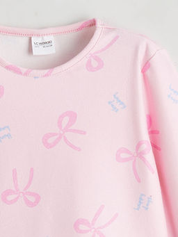 Bisiklet Yaka Fiyonk Desenli K?z ?ocuk Pijama Tak?m?