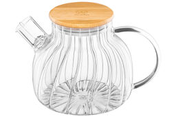 Чайник 1 л 20*14*13 см Crystal glass с ситом+бамб.крышк.с метал. дном/с силик.уплотнит, стекло - Elan gallery фото 4