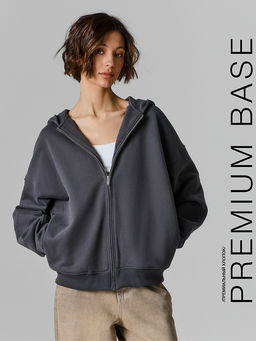 Толстовка женская серая на молнии