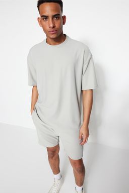 TRENDYOL MAN Kahverengi Premium Oversize Bisiklet Yaka K?sa Kol Dokulu K?r?smaz Ottoman T-Shirt TMNSS23TS00081 - Trendyolmilla фото 22