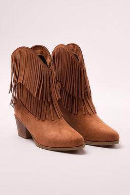 Trendyol Shoes Taba Suet Kahverengi Puskullu Kovboy Blok Topuklu Kad?n Bot TAKAW25BO00031 - Trendyolmilla фото 4