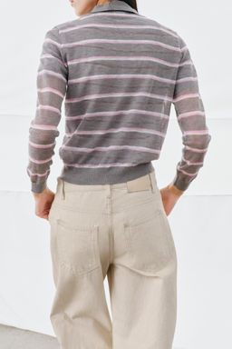 POLO EXTRAFINO CON LANA RAYAS / Gris - Zara фото 3