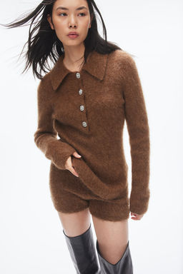 Jersey en mezcla de mohair con cuello