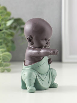 Сувенир полистоун "Маленький будда - кунг-фу" зелёно-коричневый 6,8х7,5х11 см