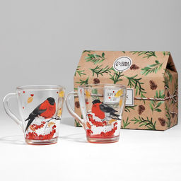 Кружки стеклянные новогодние Снегири!, набор 2 шт. - Дорого внимание фото 21