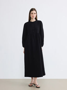 Bisiklet Yaka B?zg?l? M?slin Elbise