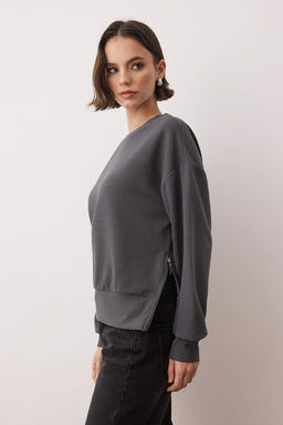Ekru Fitilli Regular/Normal Kal?p Orme Sweatshirt TWOAW26SW00046 - Trendyolmilla фото 7