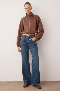 More Sustainable Koyu Mavi Rejeneratif Pamuk Normal Bel Dikis Detayl? Wide Leg Jeans TWOAW26JE00223