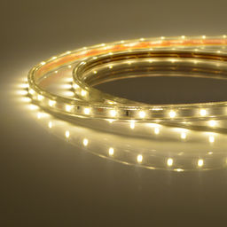 ULS-Q325 2835-60LED/m-10mm-IP67-220V-6W/m-50M-WW Светодиодная гибкая герметичная лента Volpe. В ПВХ трубке. Упаковка - бобина 50 м. IP67. Угол излучения 120. Кратность резки 1 м. Теплый белый свет.