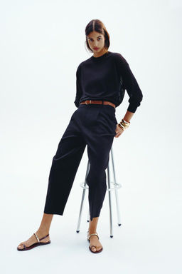 LINEN BELTED STRAIGHT-LEG TROUSERS - Zara фото 31