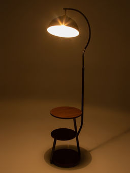 Торшер напольный со столиком Е27, 40 Вт, чёрный стол d=34 см, 42×42×162 см
