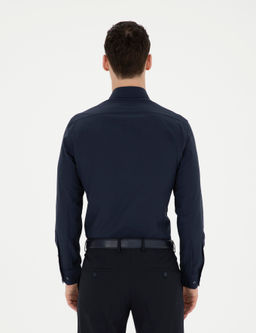 Lacivert Slim Fit Uzun Kollu Basic G_mlek