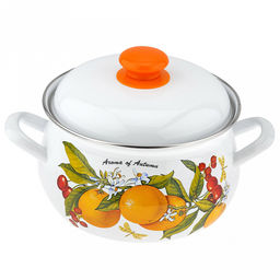 "Фруктовая фантазия" Кастрюля эмалированная 3л, д23см, h26,5см, форма грушевидная, металлическая крышка (Россия)
