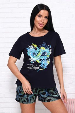 Костюм с шортами, принт (01030. бирюзовый) - Плиона фото 13