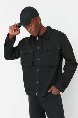 TRENDYOL MAN Siyah Regular Fit Erkek Buyuk Cepli Kot Ceket TMNAW20CE0234 - Trendyolmilla фото 3