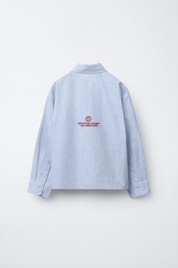 STRIPED SHIRT WITH SLOGAN - Zara фото 2