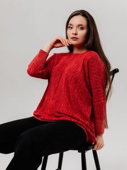 Джемпер из льна 4-258V гранат - Синий лен фото 8