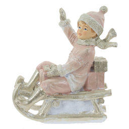 Фигурка декоративная "Ребёнок на санках", 2 в., L9 W5,5 H10,5 см, 2в.