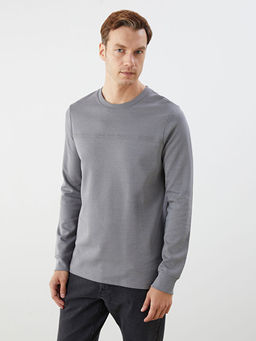 Bisiklet Yaka Bask?l? Erkek Sweatshirt