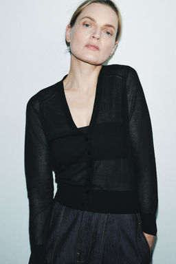 CHAQUETA PUNTO SEMITRANSPARENTE / Negro - Zara фото 2