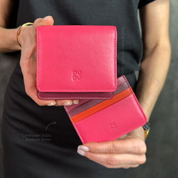 Итальянский кожаный кошелек DuDu серии Flores | малиновый - Dudubags фото 7