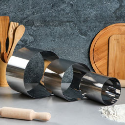 Набор форм для выпечки и выкладки TAS-PROM «Круг», d=10/15/20 см, h=12 см, нержавеющая сталь, 3 шт.