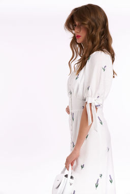 Платье KaVari 1036 молочный принт лаванда  фото 6