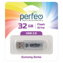 Флеш-накопитель 32Гб "Perfeo E01" Silver economy series