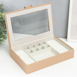 Шкатулка кожзам для украшений Хэмптонс бежевая 5,5х27х18 см - Simaland фото 2