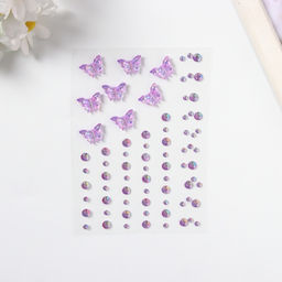 Наклейка - стразы Полёт бабочки, фиолетовая, 11?7.8 см