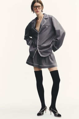POPLIN PIPED TRIM SHIRT
