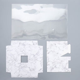 Коробка подарочная для цветов с вазой и пластиковыми окнами складная, упаковка, «Мрамор», 23×30×23 см