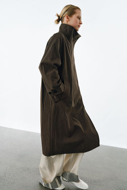 ZW COLLECTION OVERSIZE CHECK TRENCH COAT - Zara фото 6
