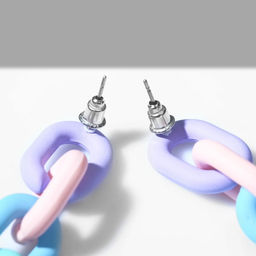 Серьги пластик Цепь 7 звеньев, цветные матовые - Queen fair фото 3