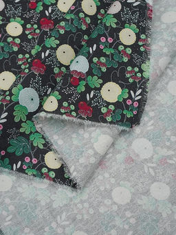 Плательная вискоза Digital Цветочные фонарики цв.черный, ш.1.5м, вискоза-100%, 175гр/м.кв - Купава фото 7