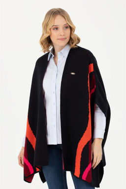 Женское темно-синее трикотажное пончо Неожиданная скидка в корзине