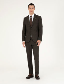 Kahverengi Slim Fit Tak_m Elbise