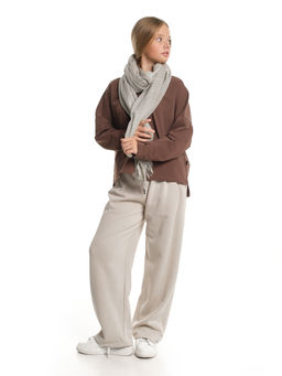 Свитшот для девочки однотонный 22-7699 шоколад - Mini maxi фото 11