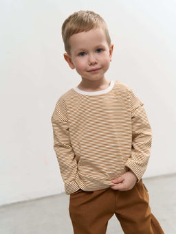 Лонгслив Полоска Экрю с начесом 0+