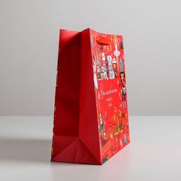 Цена за 2 шт. Пакет подарочный новогодний ламинированный квадратный «Щелкунчик», 30×30×12 см