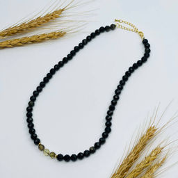 Бусы из золотистого Обсидиана и лимонного Кварца 40 см +