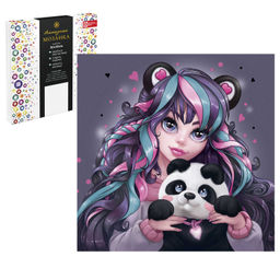 Алмазная мозаика арт. 68612 / 25 ДЕВУШКА С ПАНДОЙ, размер: 30*30 см, (18 цветов страз, холст на подр